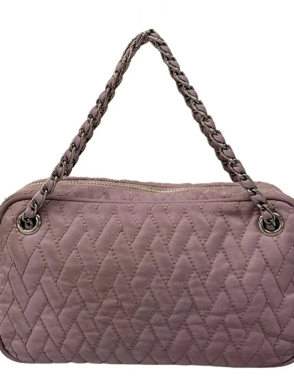 PRADA Light Purple Purple Nylon Leather Handbag